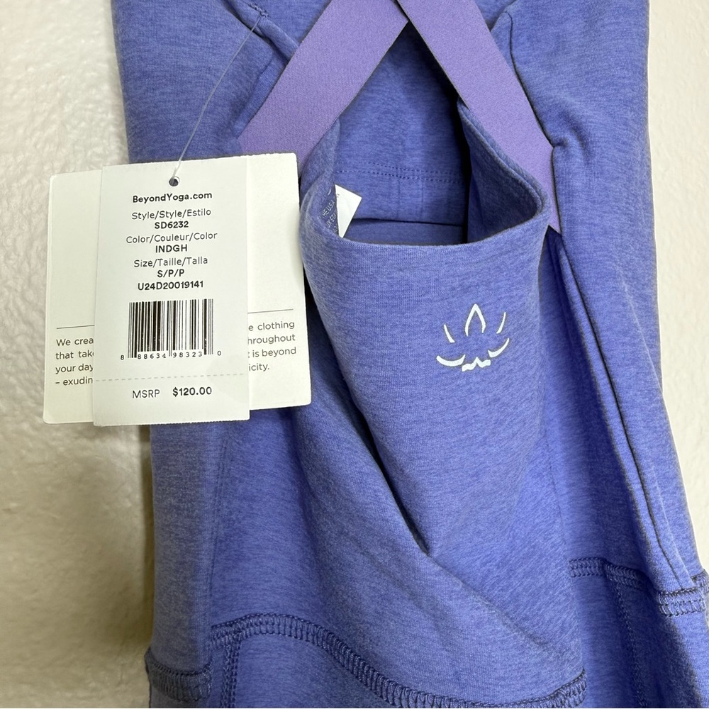 Beyond Yoga Spacedye Get Up And Go Pocket Biker Jumpsuit in Indigo Heather, sz S - Picture 5 of 6